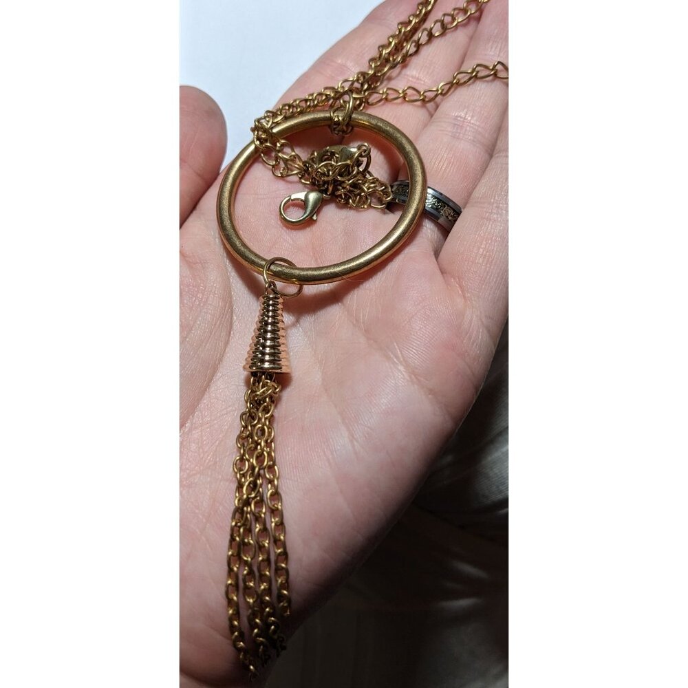 Bohemian Gold Hoop Pendant Tassel Neckalce - Picture 6 of 8